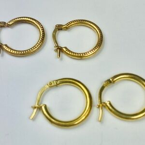 2 Pair 10k GP over Sterling Small Hoop Earrings Marked MOM JORDAN